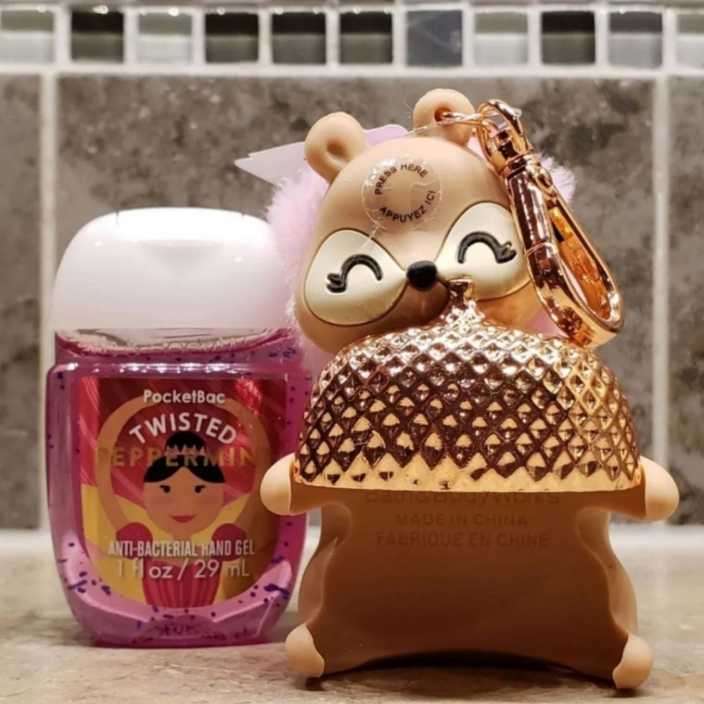 B&BW Fuzzy Pink Tailed Squirrel w/Acorn Pockwtbac Holder (RARE COLLECTIBLE)